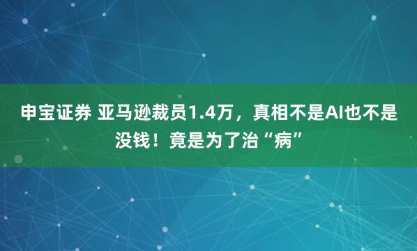 申宝证券 亚马逊裁员1.4万,真相不是AI也不是没钱!竟是为了治“病”